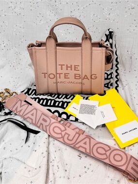 Marc Jacobs The Small Tote Bag Rose Pebbled Leather Crossbody | Like New